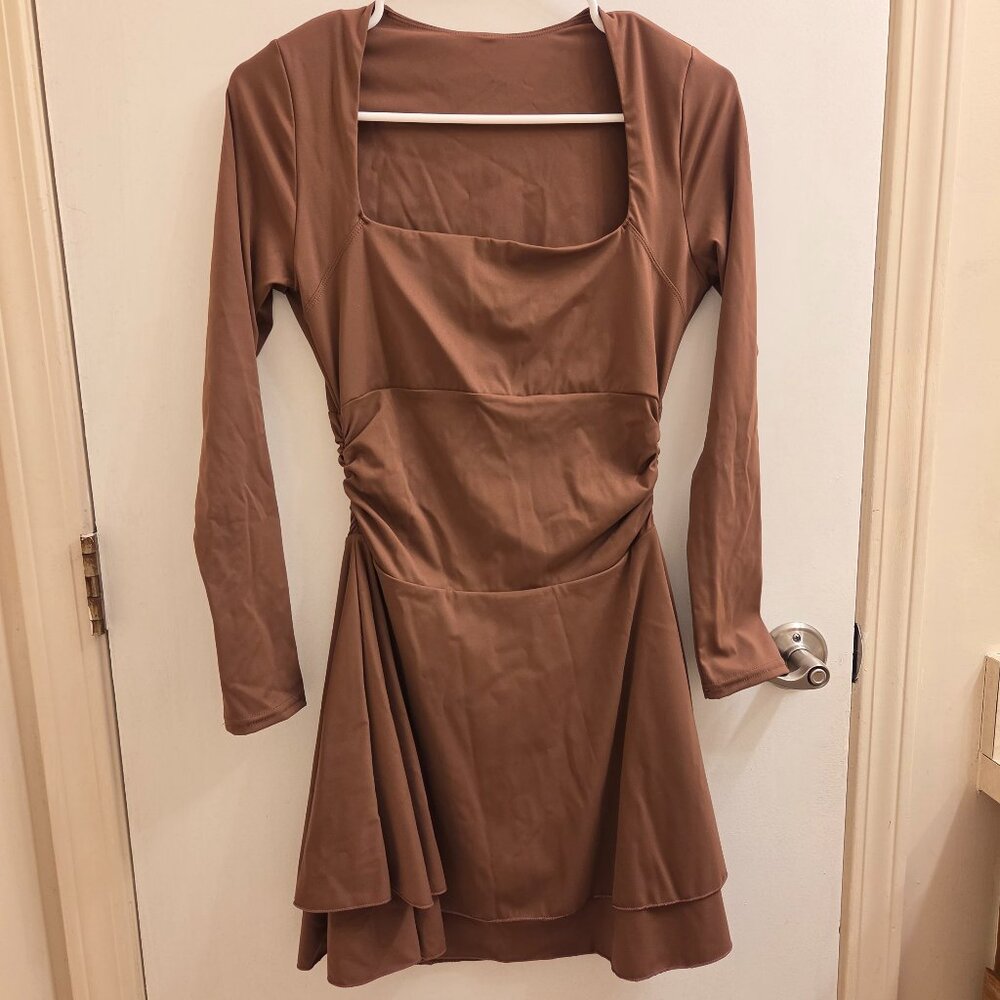 Ruched Waist Square Neck Dress